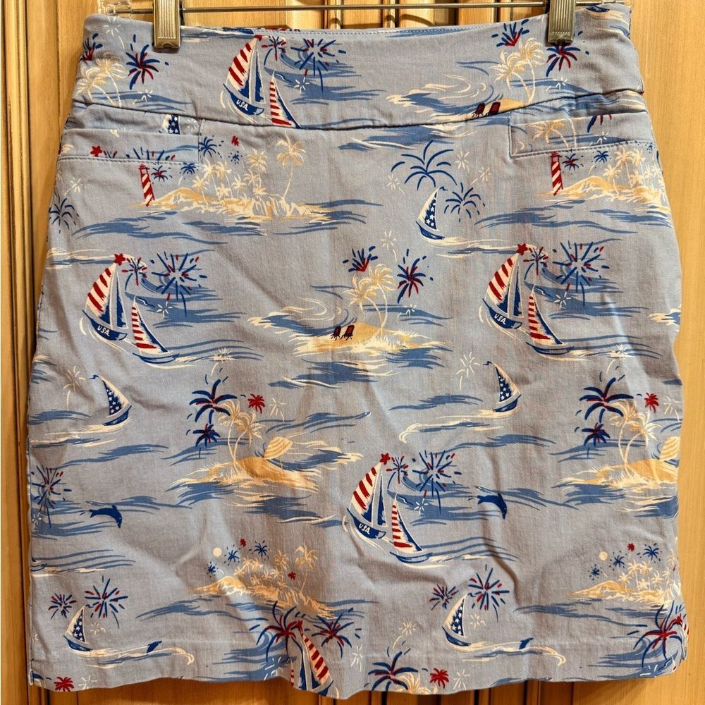 Nautical Print Skort with Sailboat Design